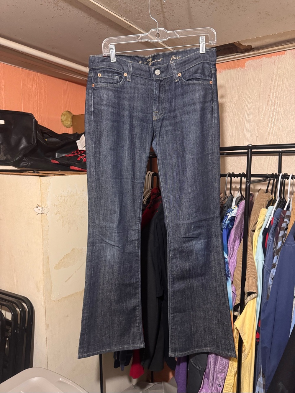 7 For All Mankind Womens Denim Flared Jeans Mid Rise Size 28 Blue Vintage Y2K